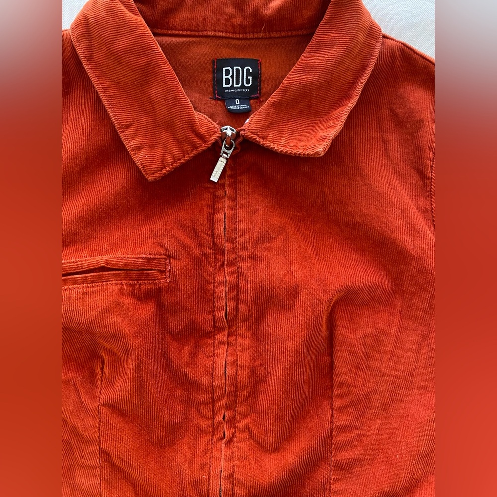 BDG Urban Outfitters Burnt Orange Corduroy Romper Zip Front Belted Size 0 - Picture 5 of 6